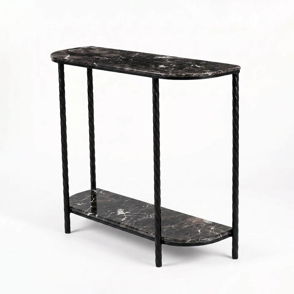 Mitski 2-Tier Marble Console Table with Metal
