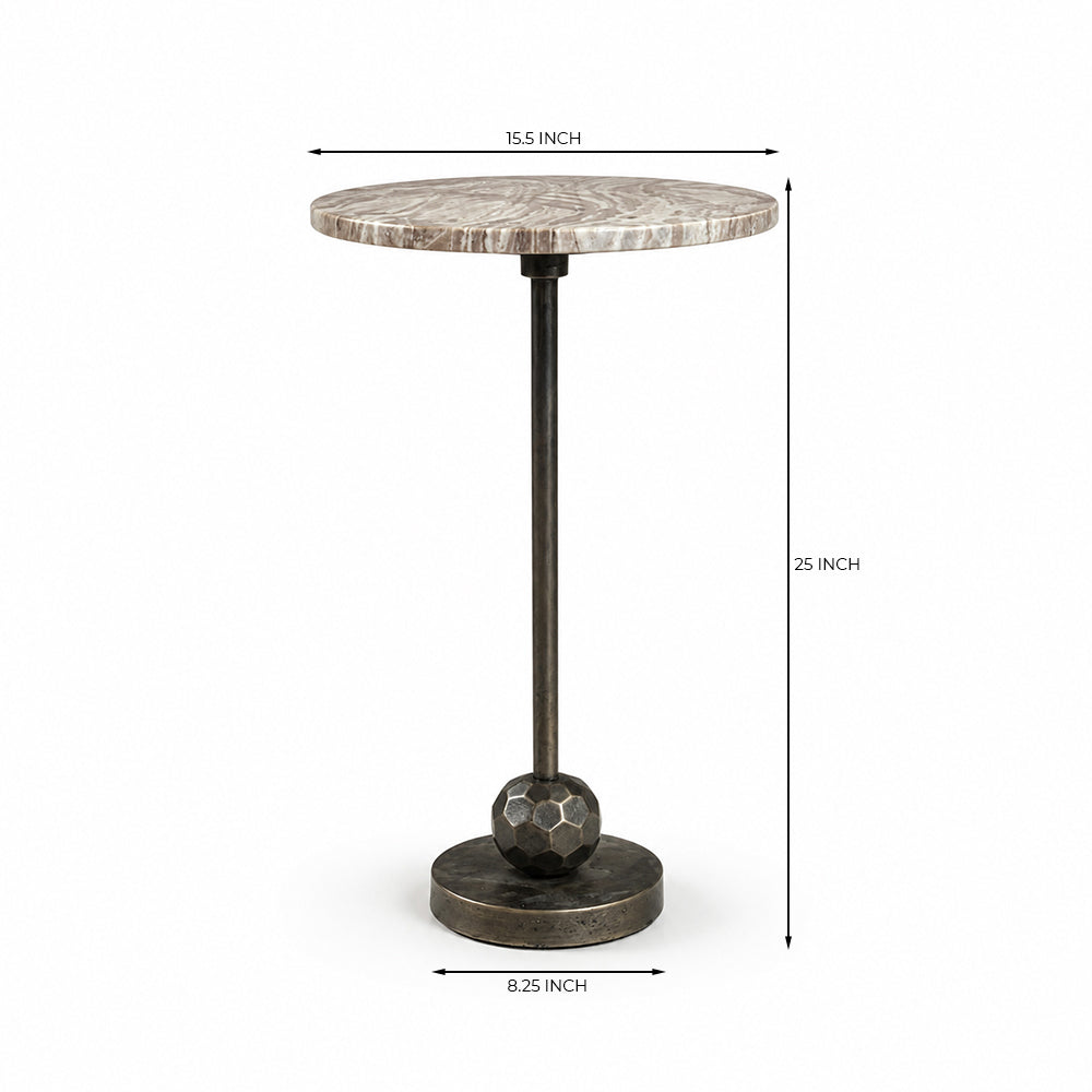 Alok Aluminum Side Table with Marble