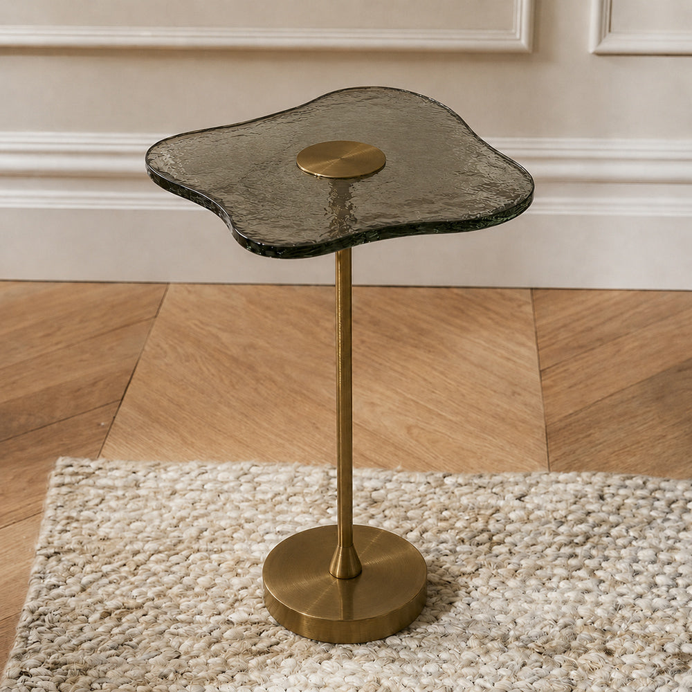 Bebe Aluminum Side Table with Glass