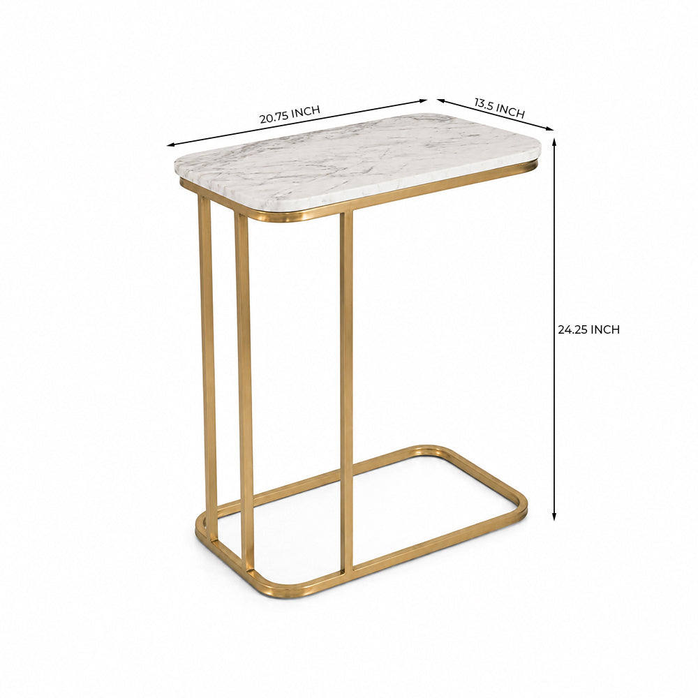 Lyra Metal Side Table with Marble