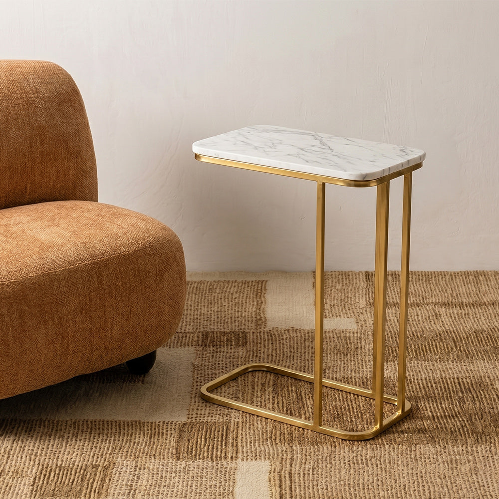 Lyra Metal Side Table with Marble