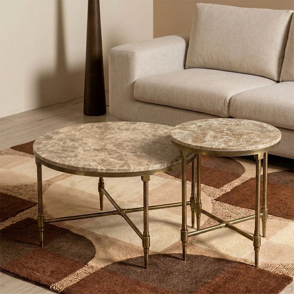 Emie Marble Coffee Table Set of 2