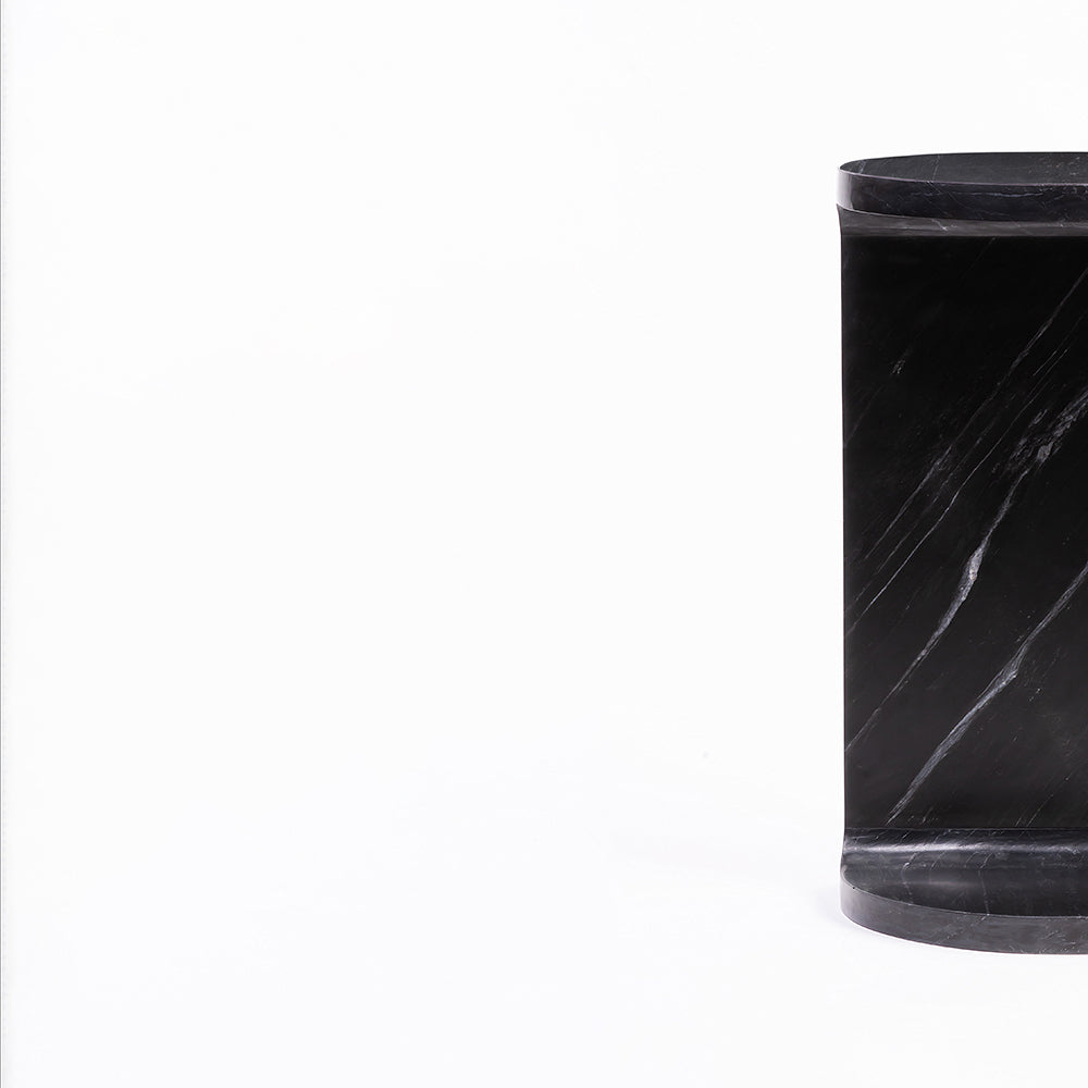 Vager Accent Table - Black Marble