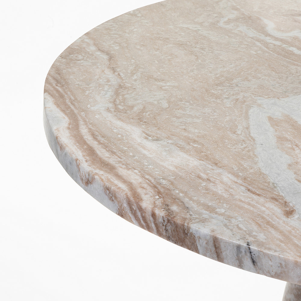 Merlin Sawar Marble 4 Seater Round Dining Table - Beige