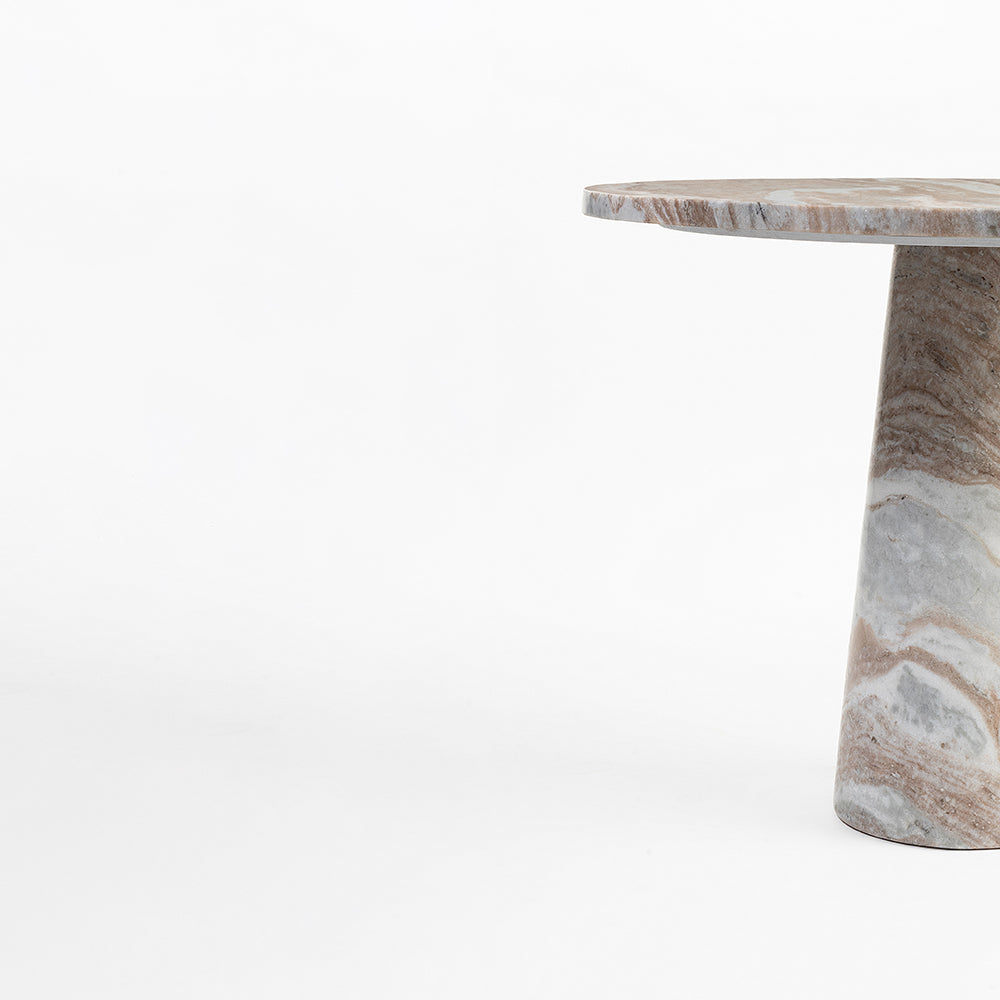 Merlin Sawar Marble 4 Seater Round Dining Table - Beige