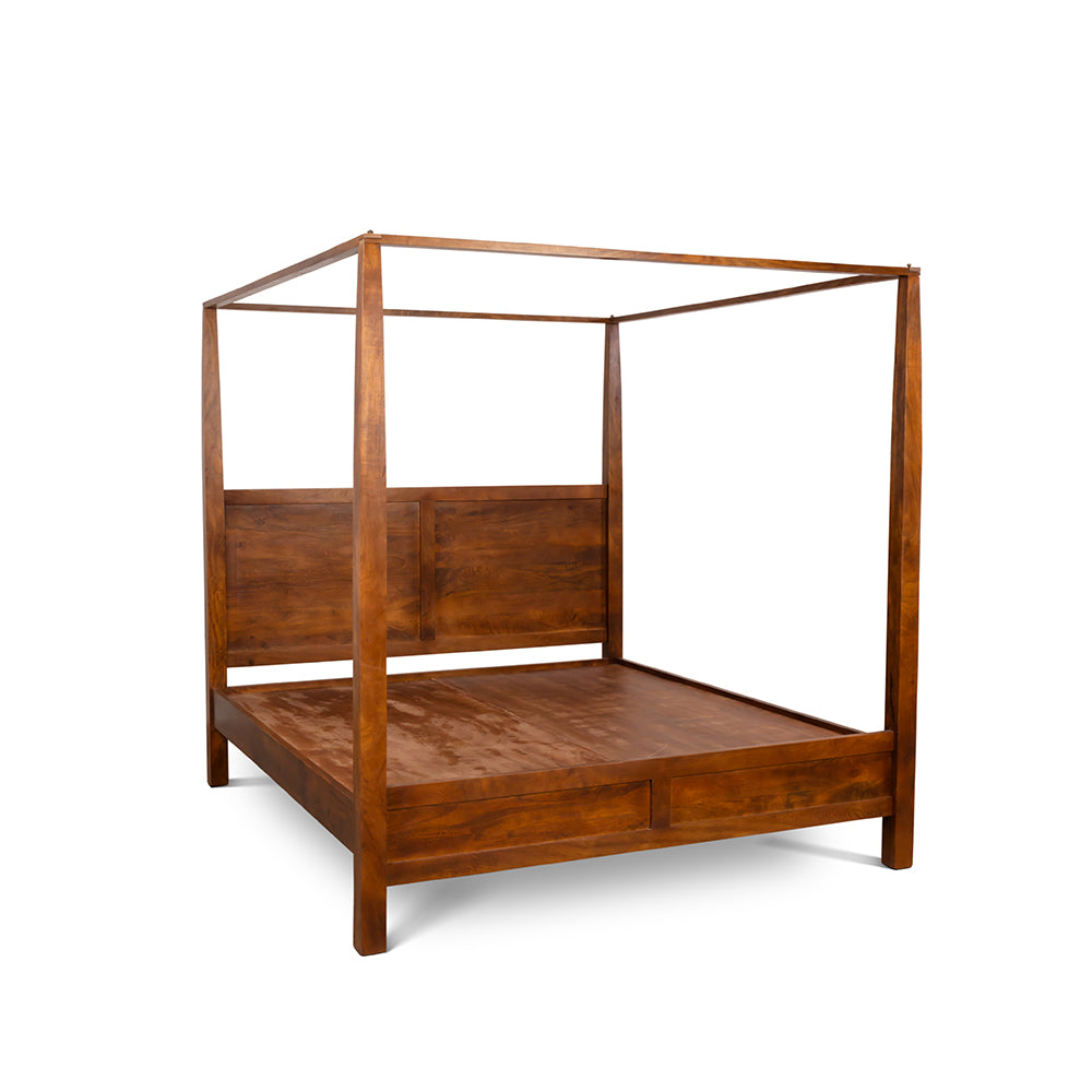 Aziz Mango Wood Poster Bed - Bed Bed + 1 Bed Side Bed + 2 Bed Side