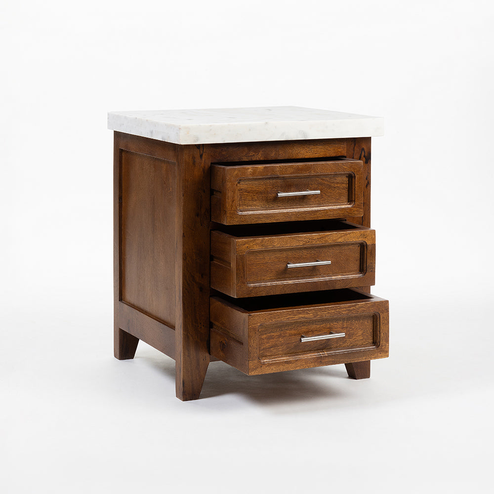 Aziz Mango Wood Poster Bed - Bed Bed + 1 Bed Side Bed + 2 Bed Side