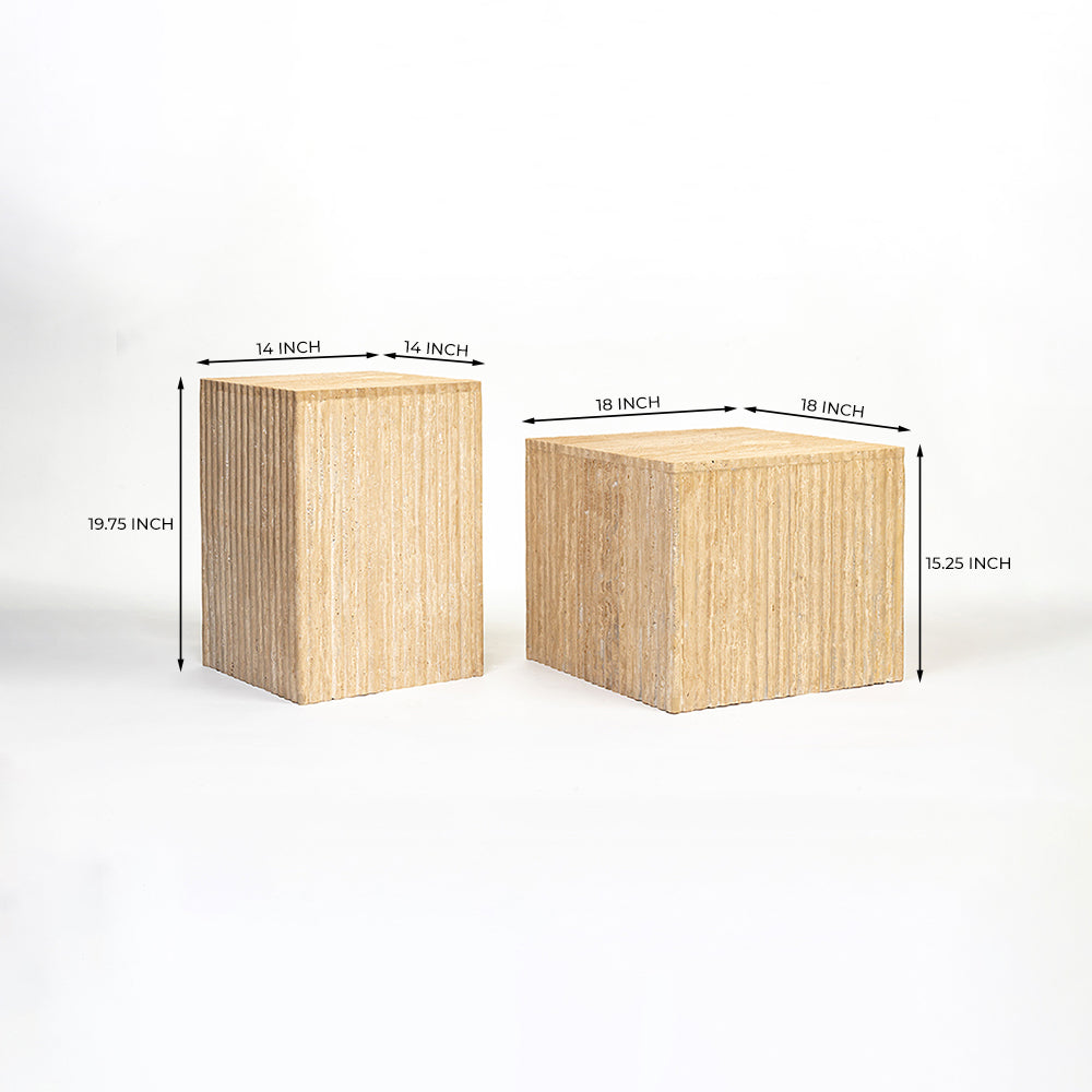 Malo Travertine Marble Square Coffee Table Set of 2