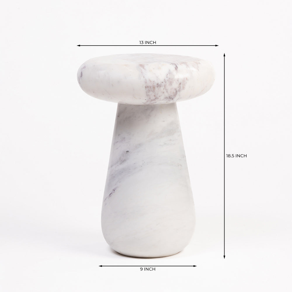 Cupidon Marble Accent Table - White Marble