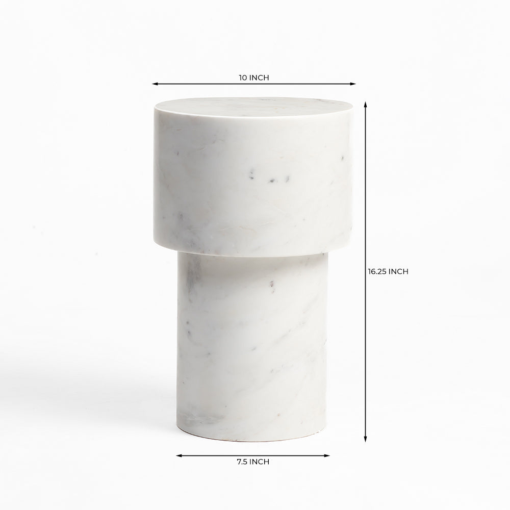 Kaash Circular Accent Table - White Marble