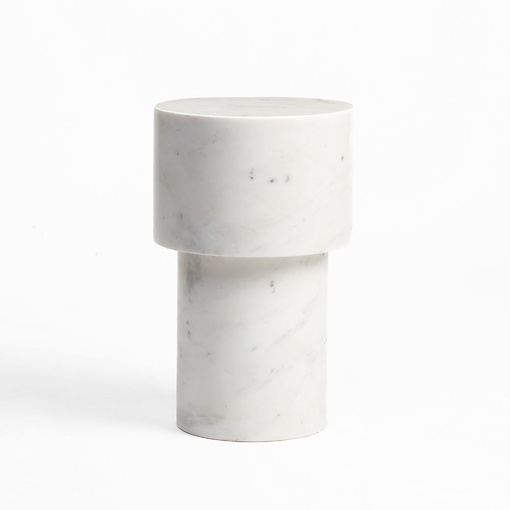 Kaash Circular Accent Table - White Marble