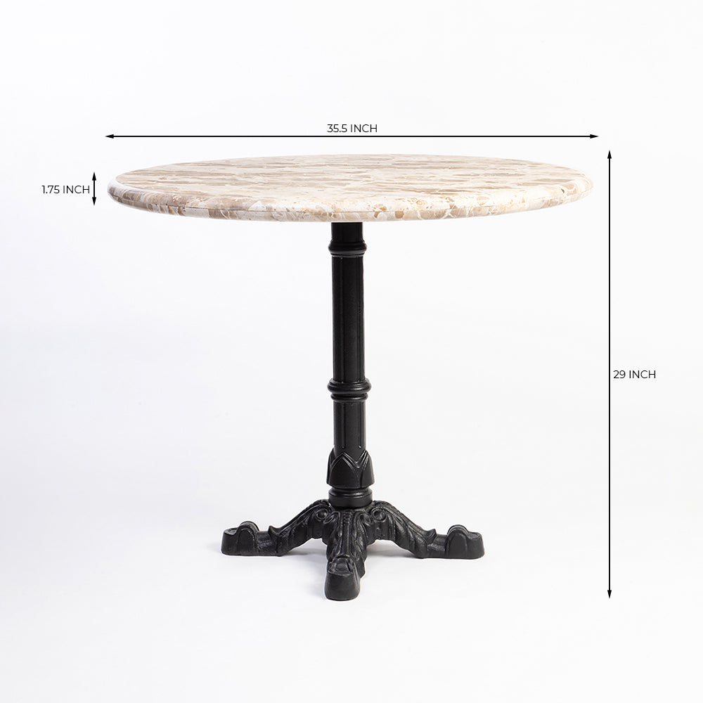Celest Circular Marble Café Table with Metal