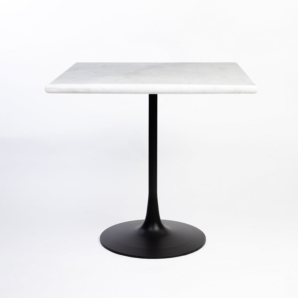 Cleo Rectangular White Baswada Marble Café Table with Metal