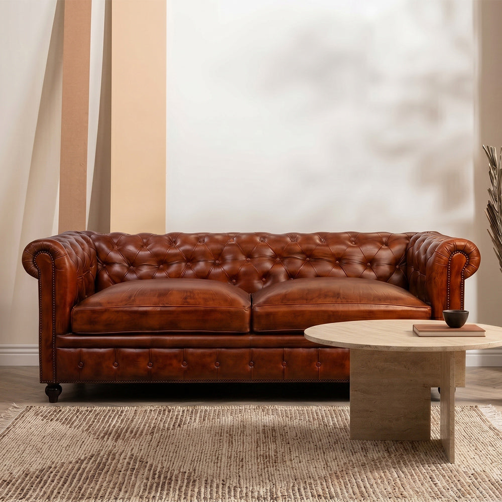 Haim Full Leather 2 Seater Sofa