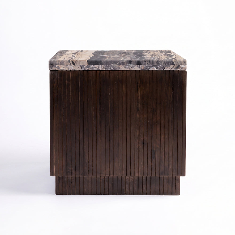 Knox Cappuccino Marble Square Coffee Table with Wood Base - Small
