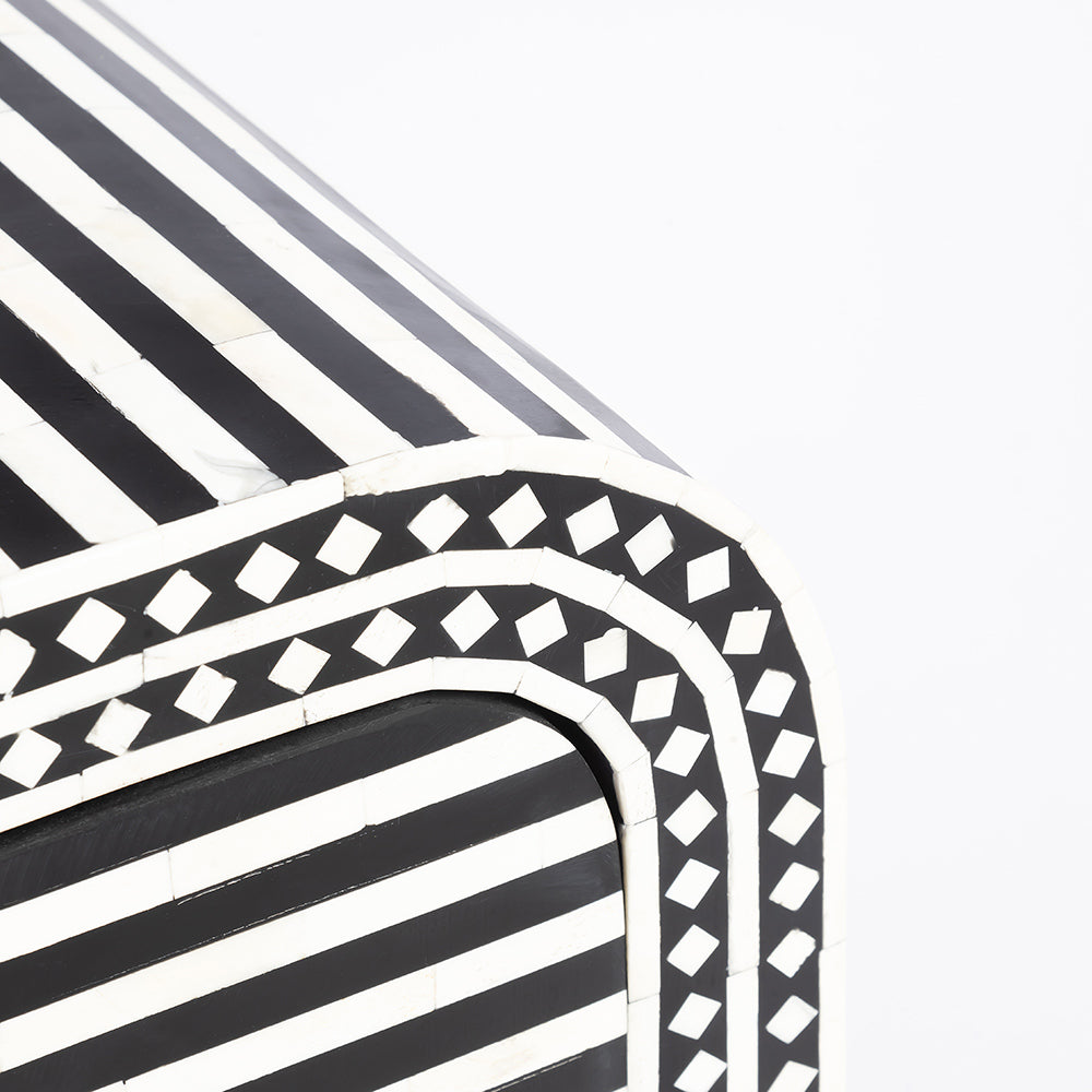 Petal Bone Inlay Bed Side Table
