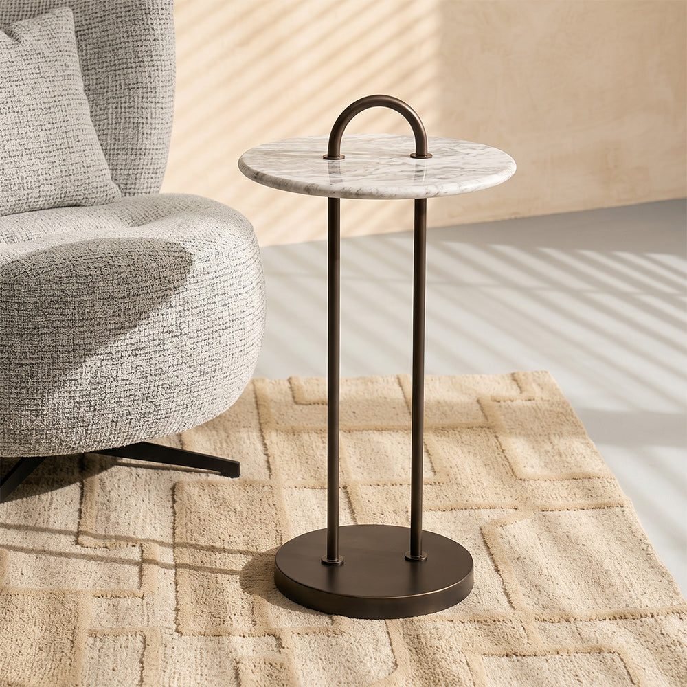 Caro Metal Side Table with Marble