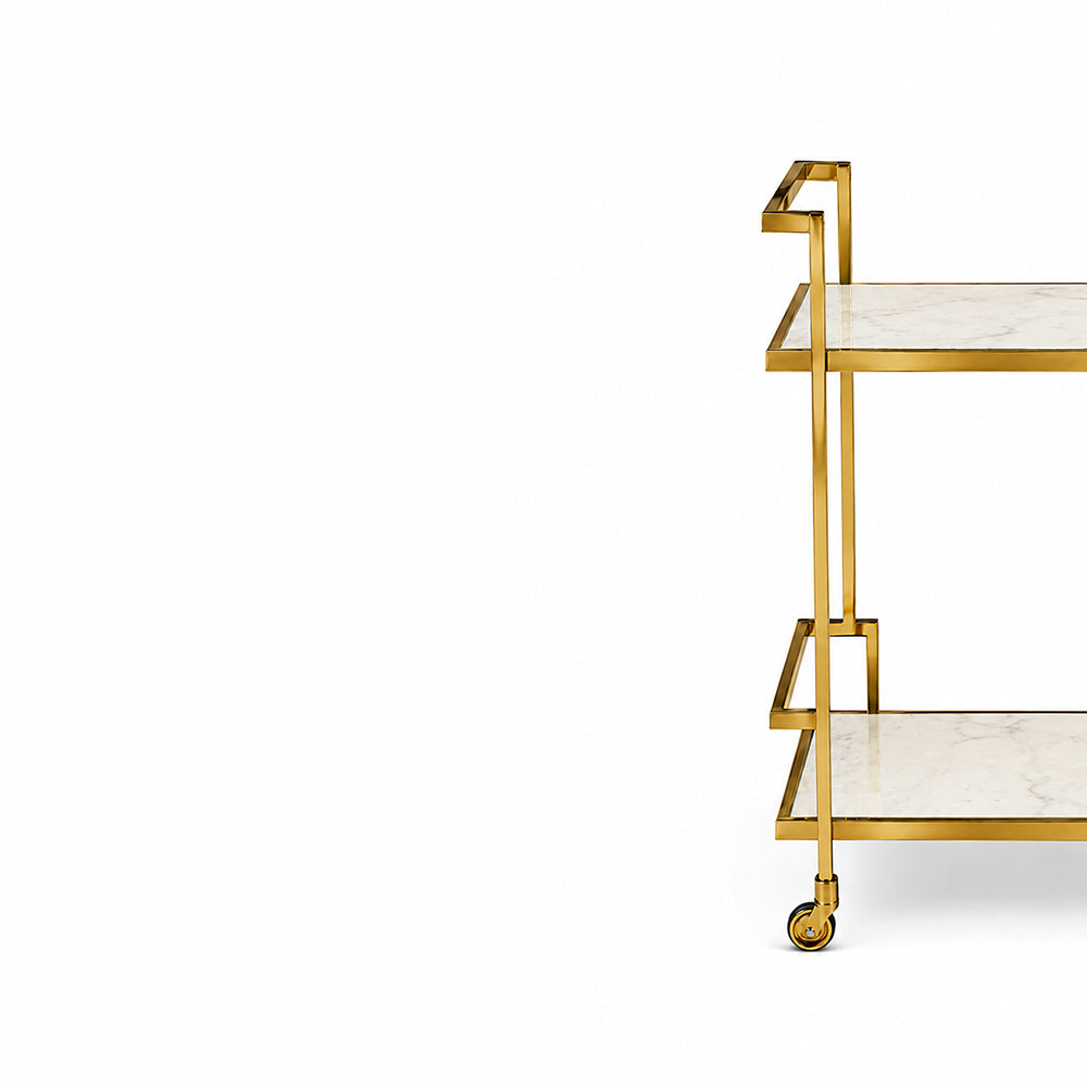 Callum Stainless Steel Aluminium Trolley - White Marble