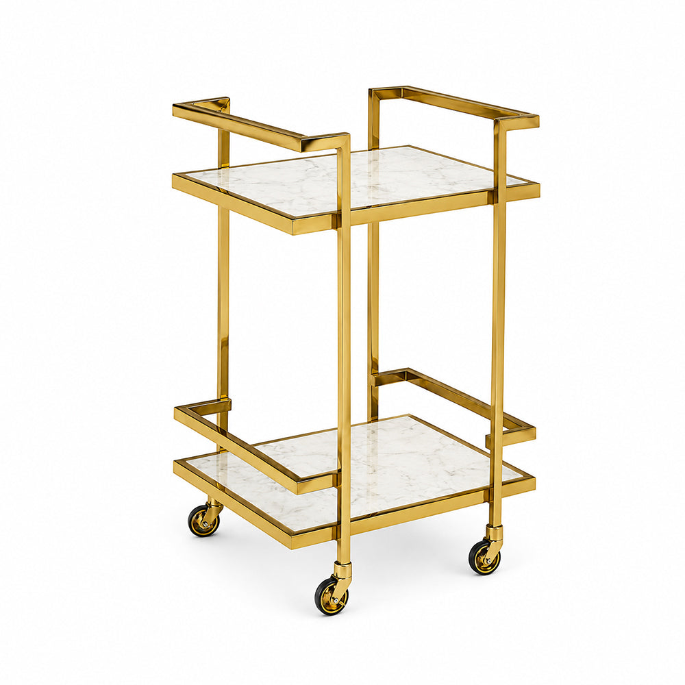Callum Stainless Steel Aluminium Trolley - White Marble