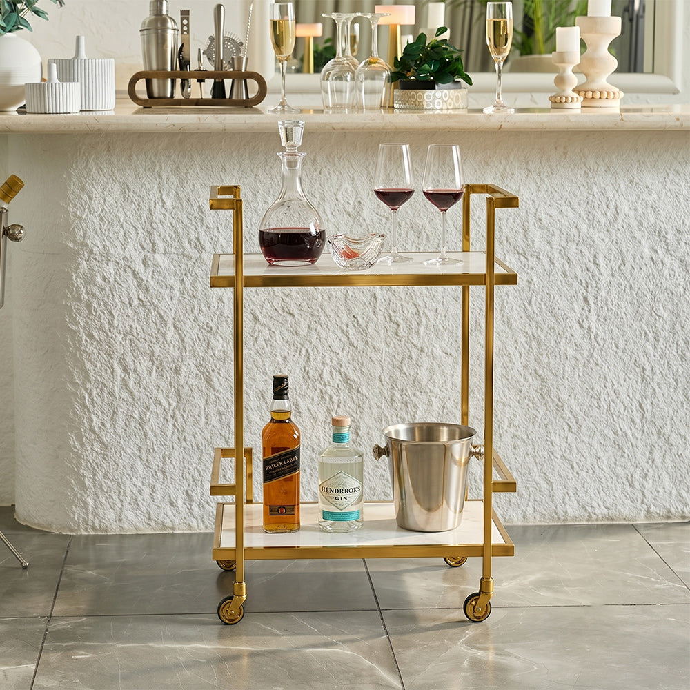 Callum Stainless Steel Aluminium Trolley - White Marble