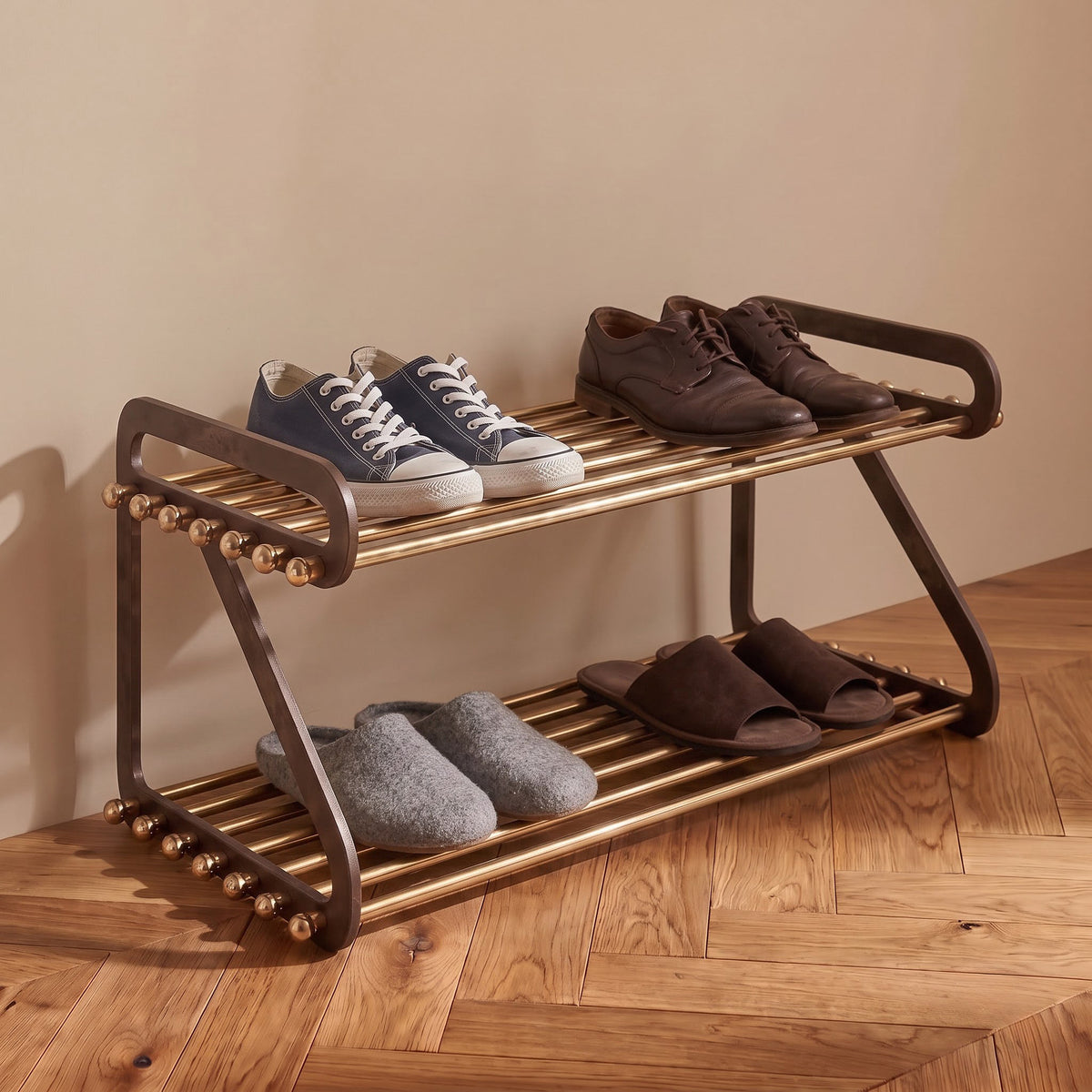 Jaro Mud Grey Metal Shoe Rack