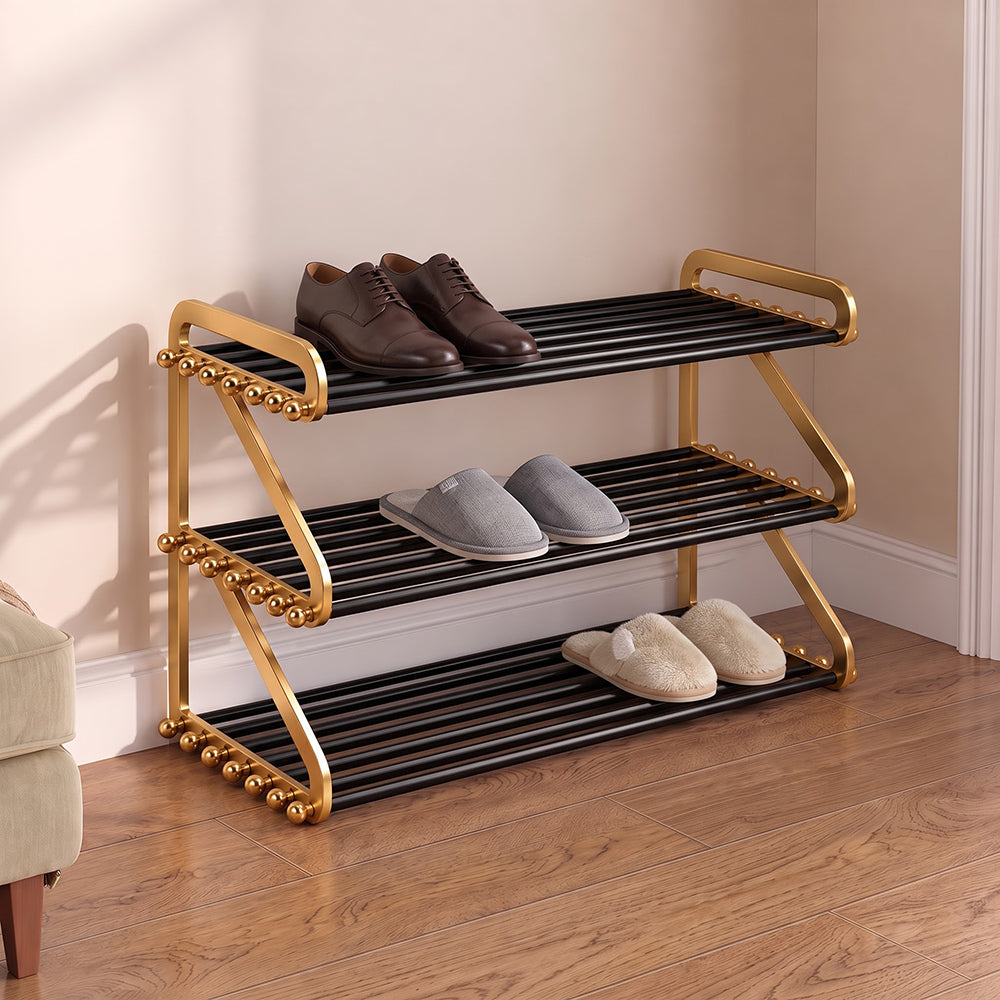 Kael Gold Black Metal Shoe Rack