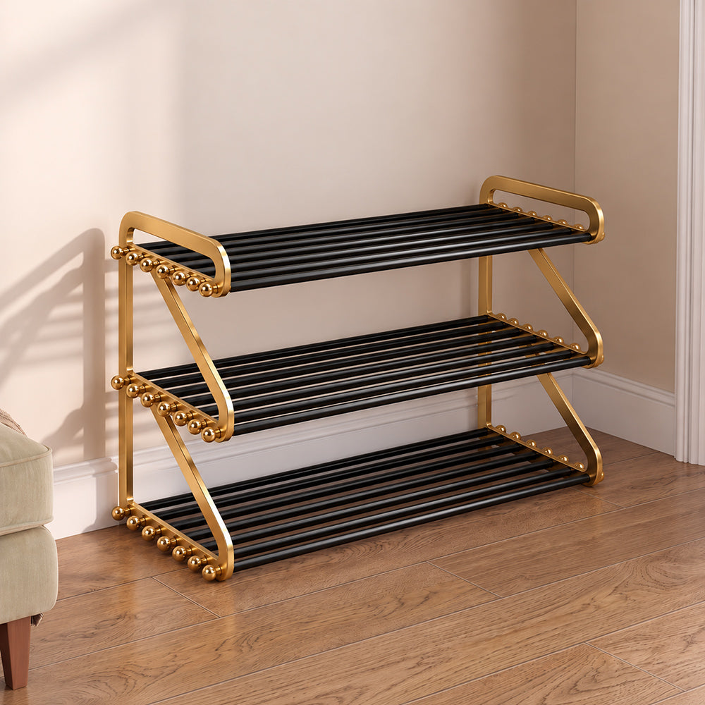 Kael Gold Black Metal Shoe Rack
