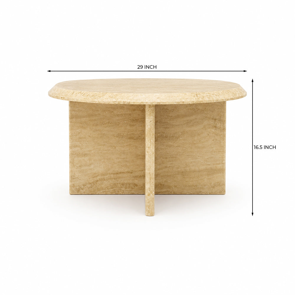 Elara Travertine Marble Coffee Table - Large