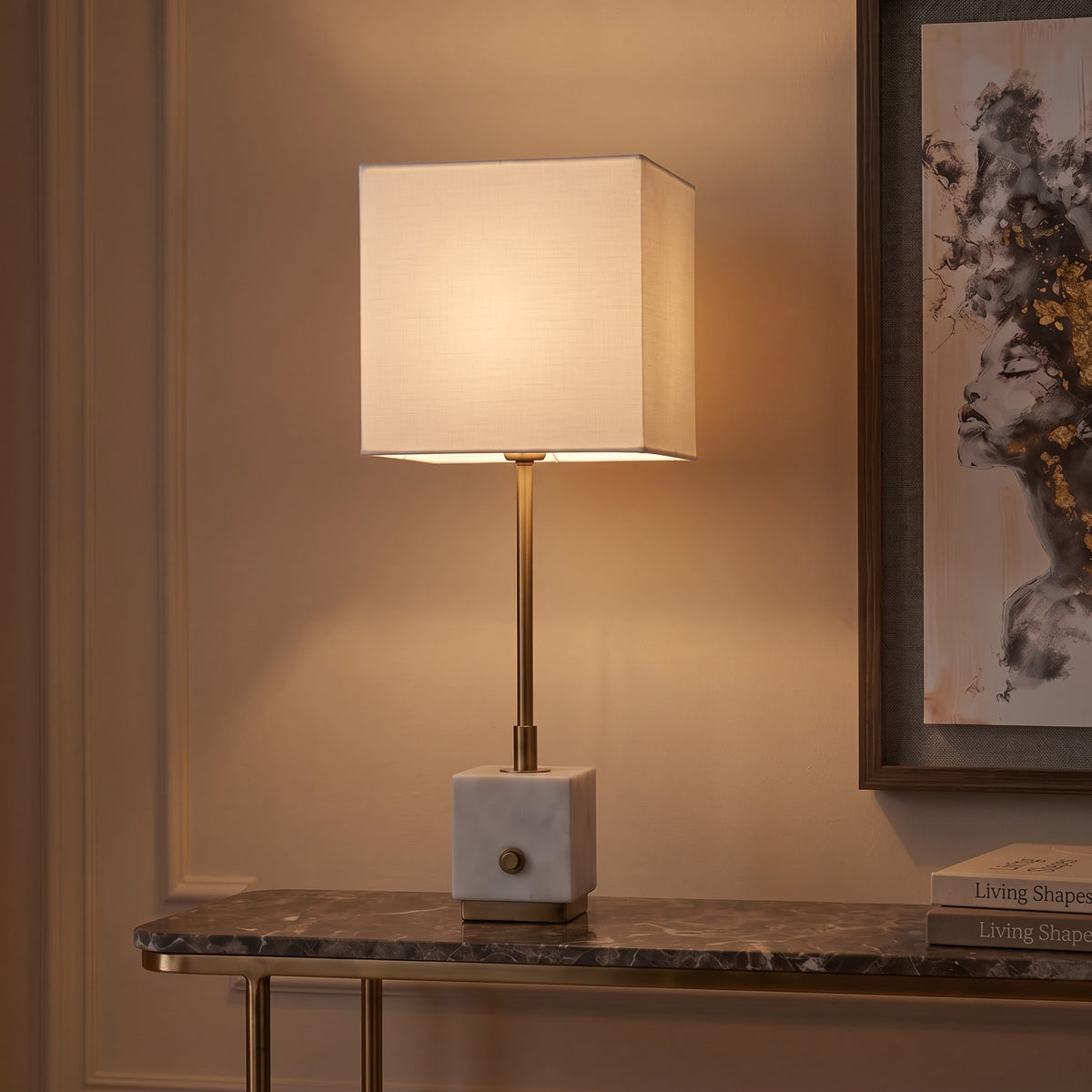 Blaze Marble Table Lamp with Metal