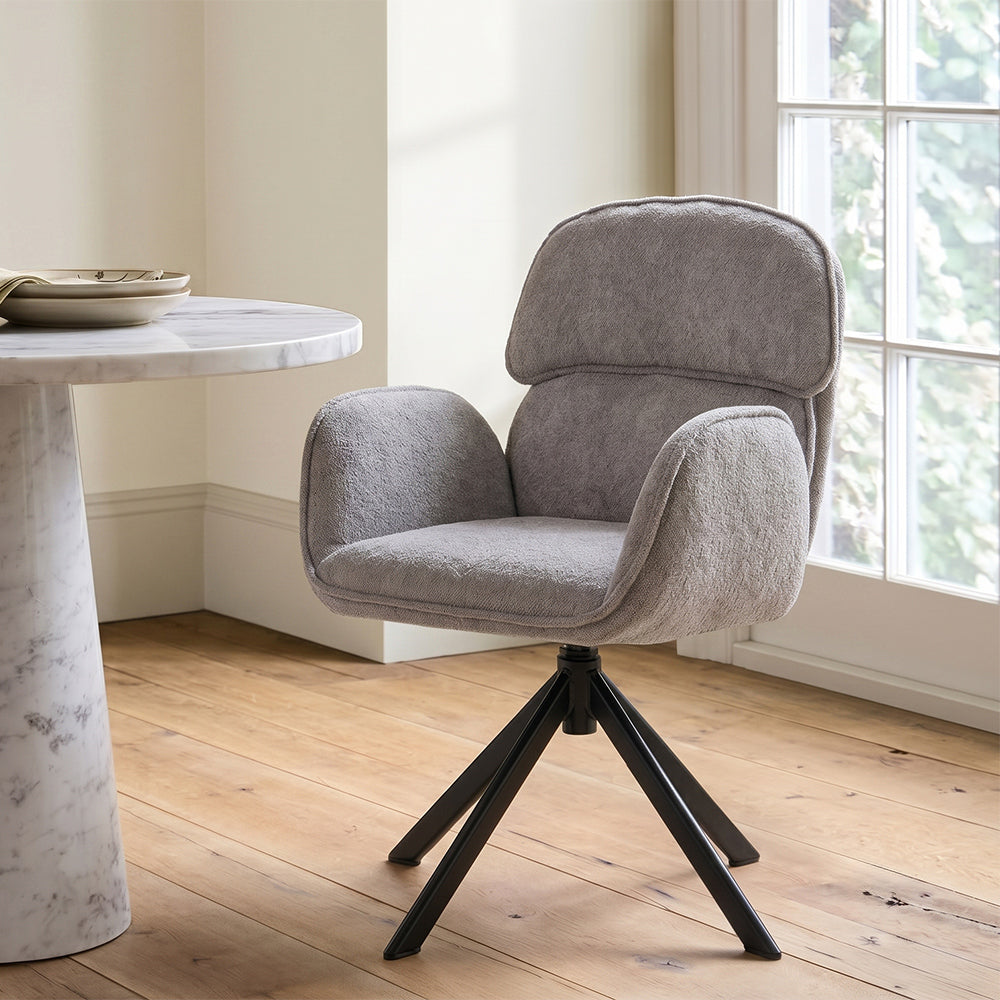 Grady Swivel Fabric Dining Chair with Metal Legs - Olive