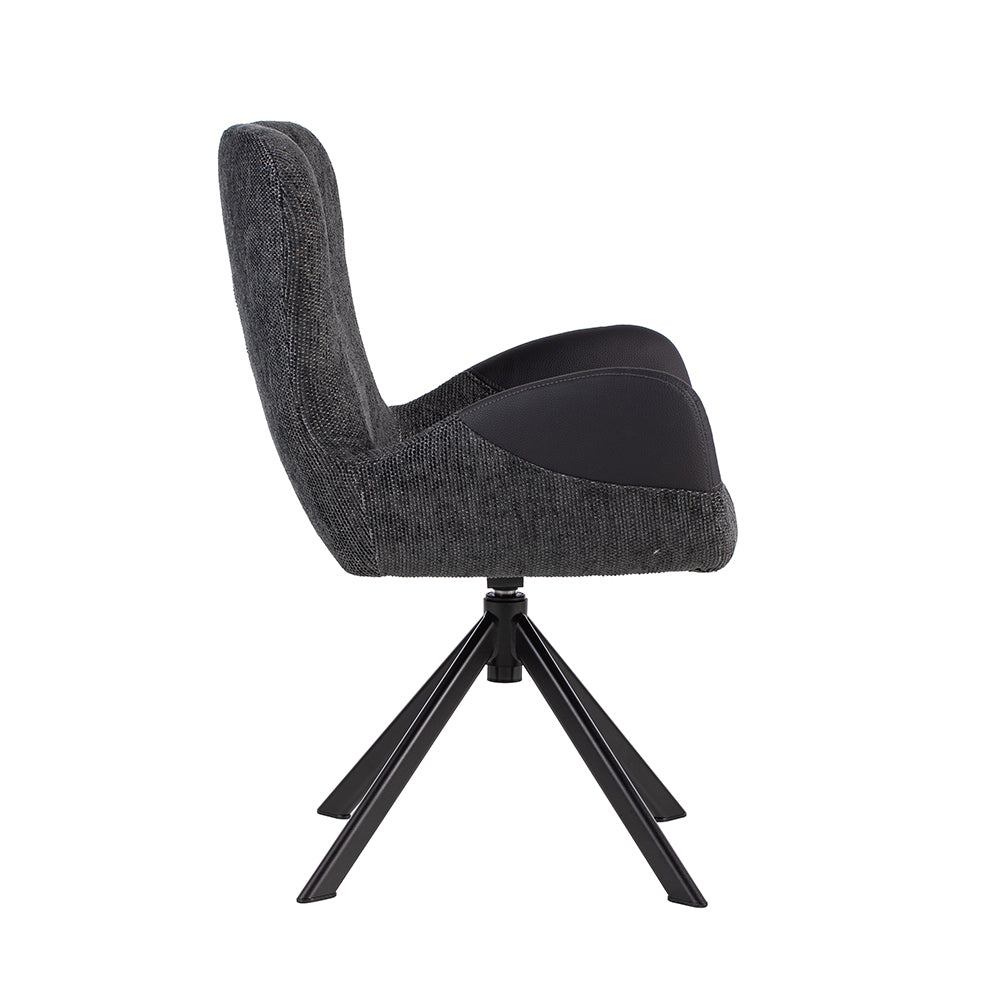 Royce Swivel Fabric Dining Chair with Metal Legs