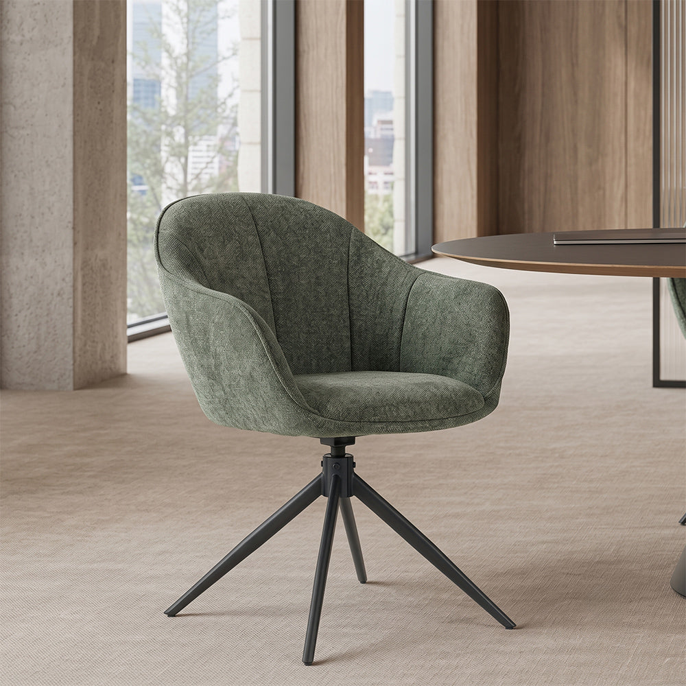 Beckett Swivel Fabric Dining Chair - Olive