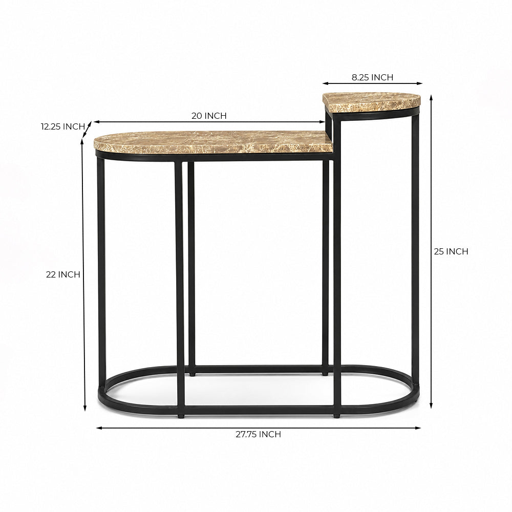 Adele Light Emperador Marble Sofa Side Table with Metal