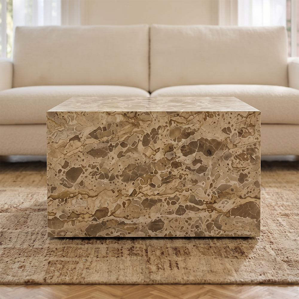 Lennox Marble Coffee Table with Wheel - Panther Marble