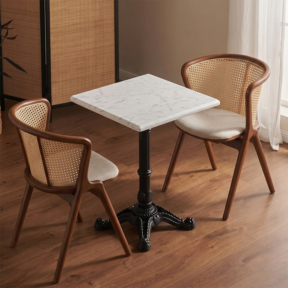 Avalon White Banswara Marble Restaurant Table with Metal Legs - Small