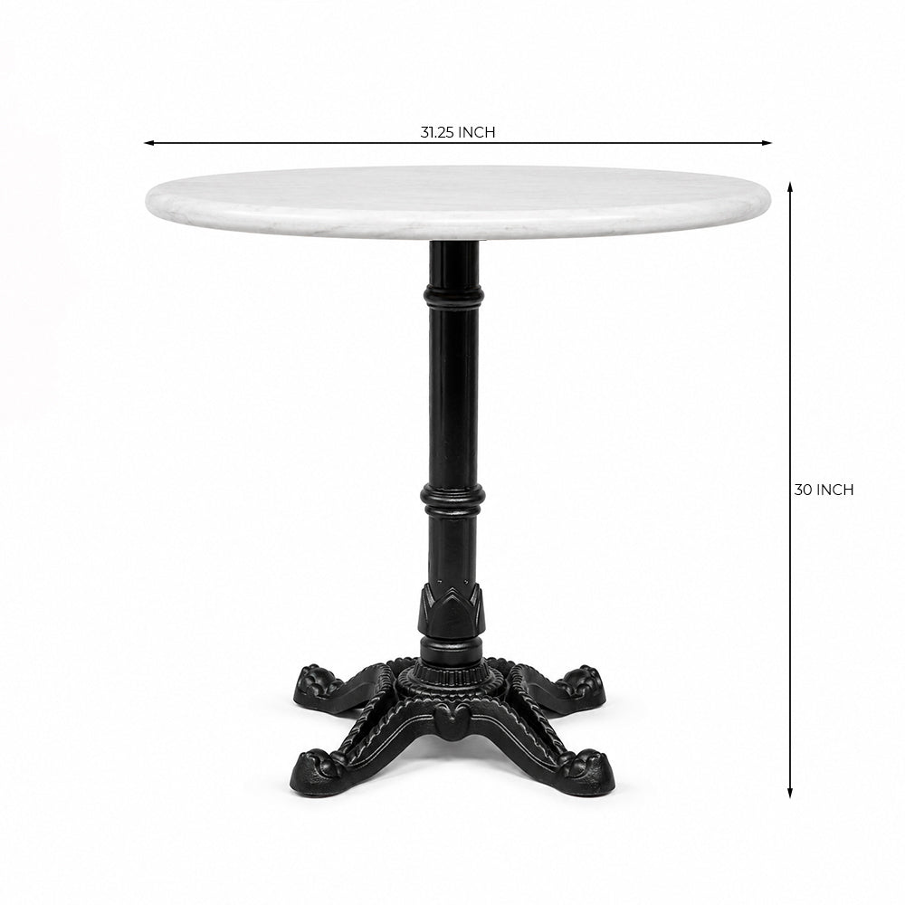 Callan White Banswara Marble Restaurant Table with Metal Legs - Large