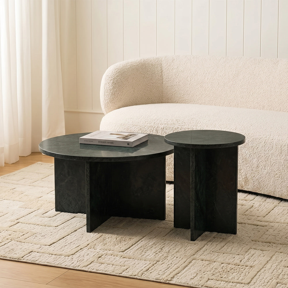 Veda Marble Coffee Table Set of 2 - Green Marble