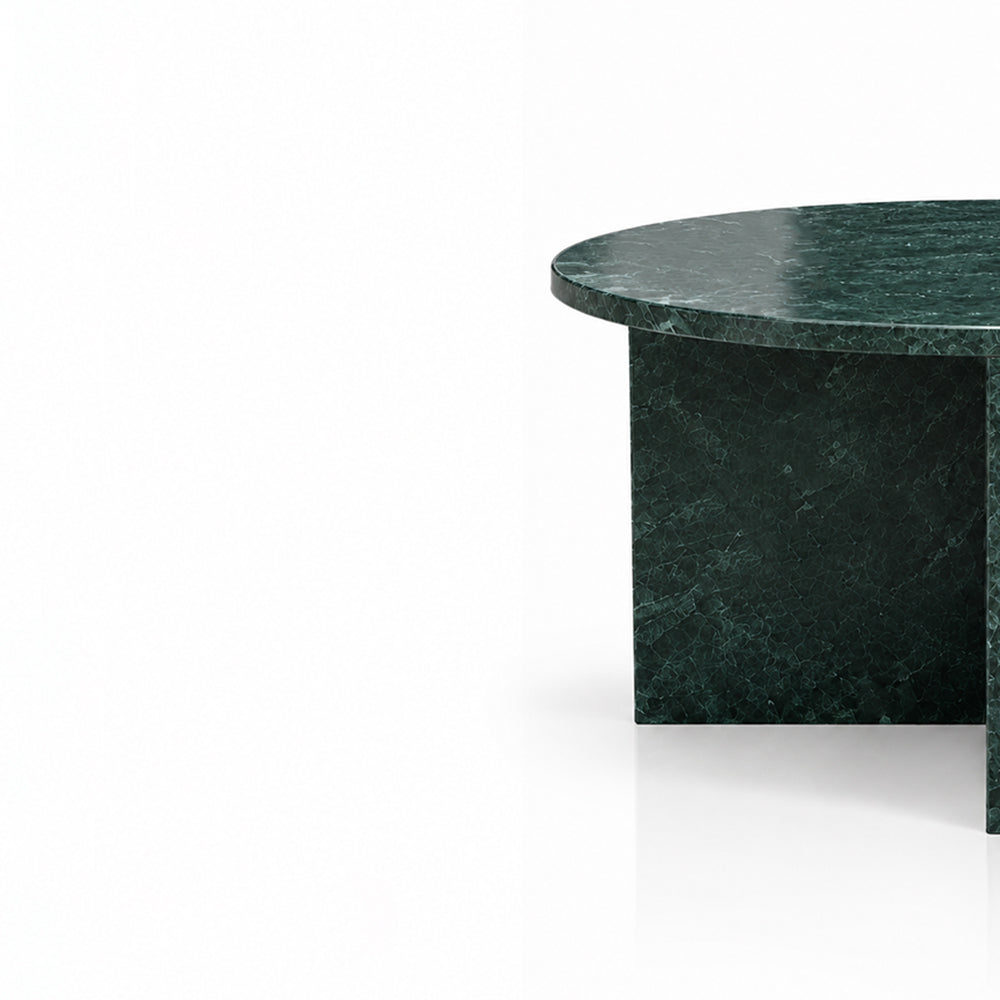 Veda Round Green Marble Coffee Table Set of 2
