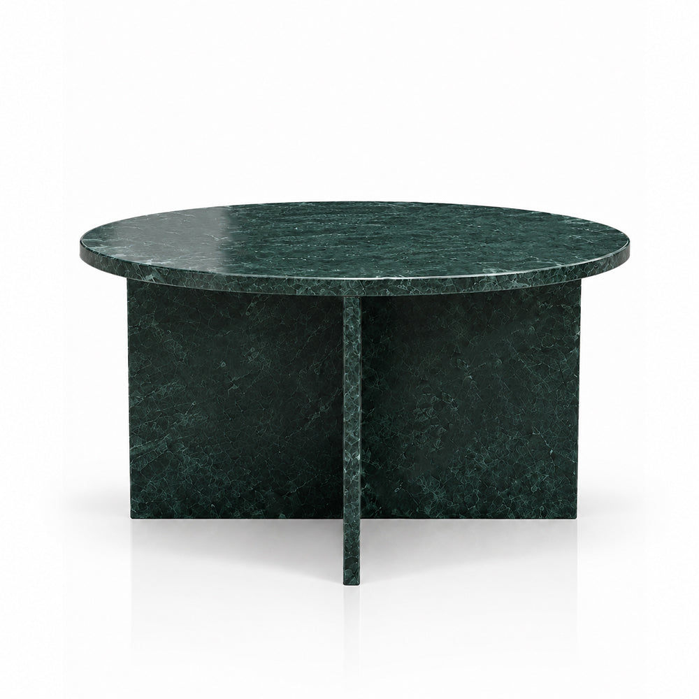 Veda Round Green Marble Coffee Table Set of 2