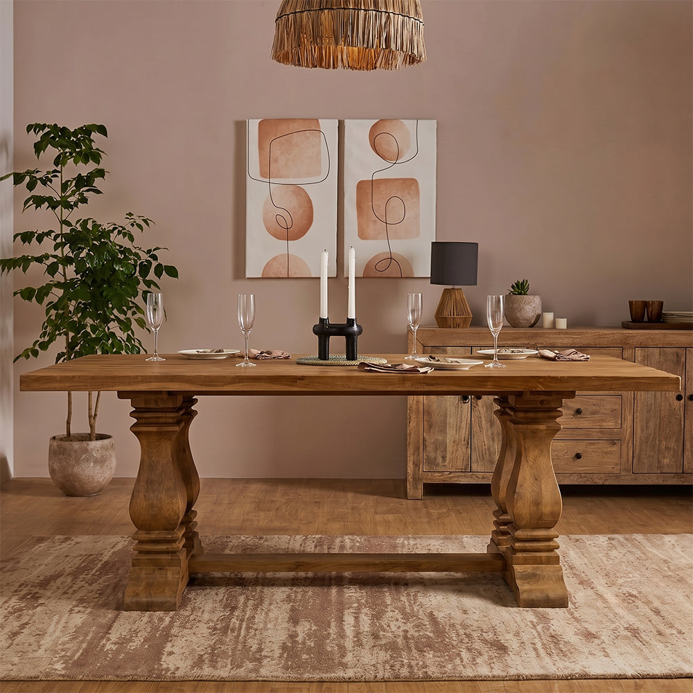 Regent 6 Seater Rectangular Wooden Dining Table - Large