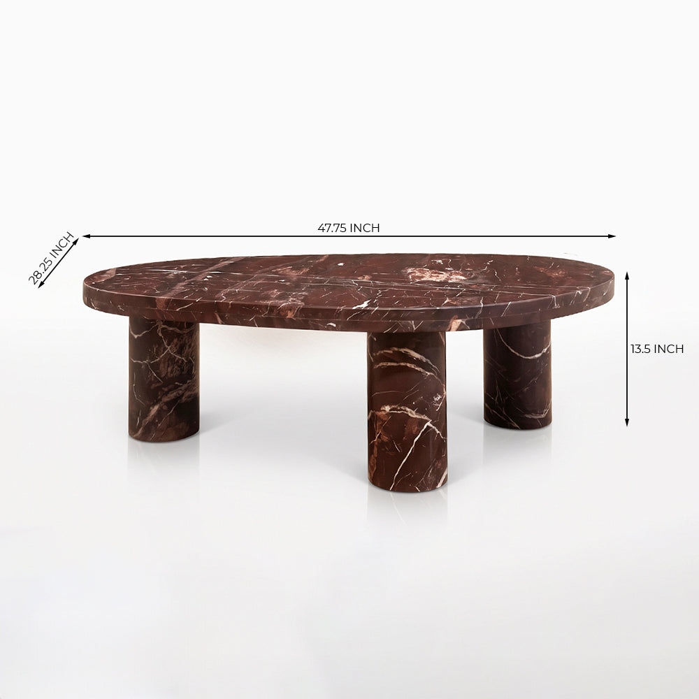 Blaze Red Marble Coffee Table Set of 2