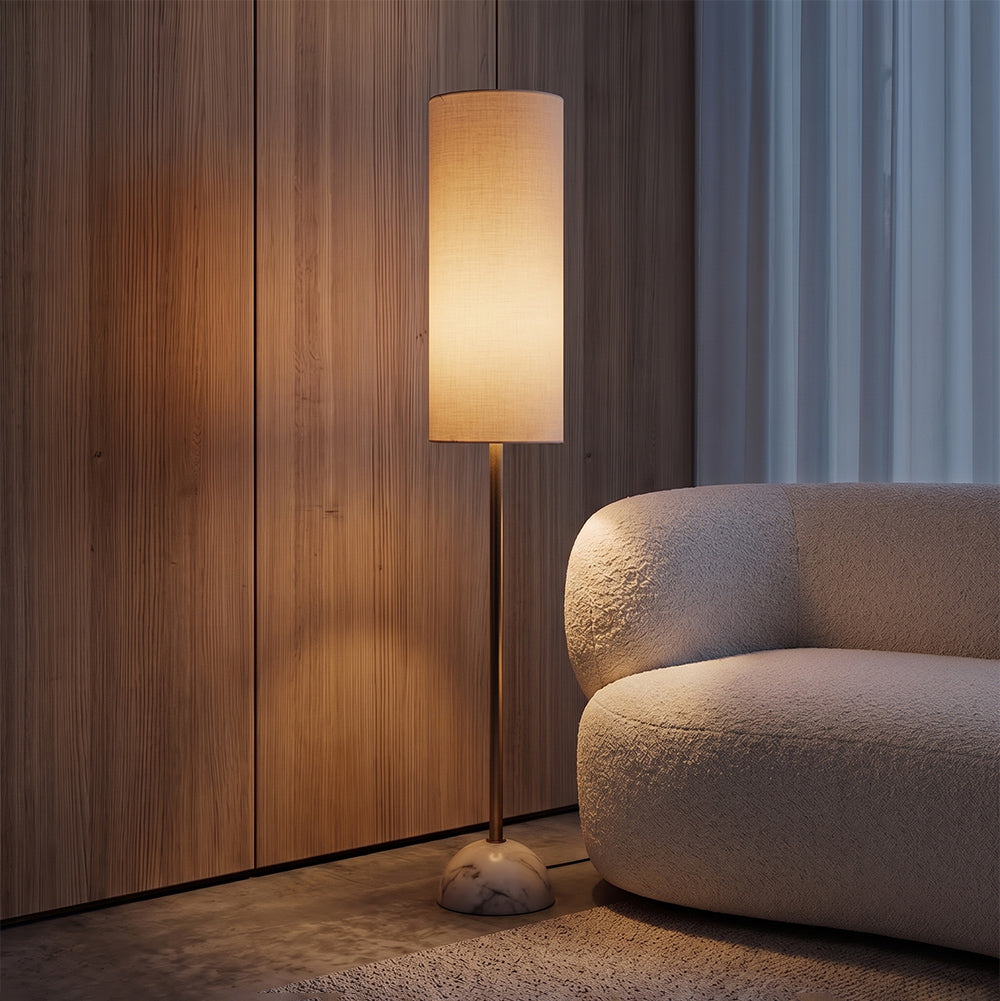 Stellan White Banswara Marble Base Floor Lamp