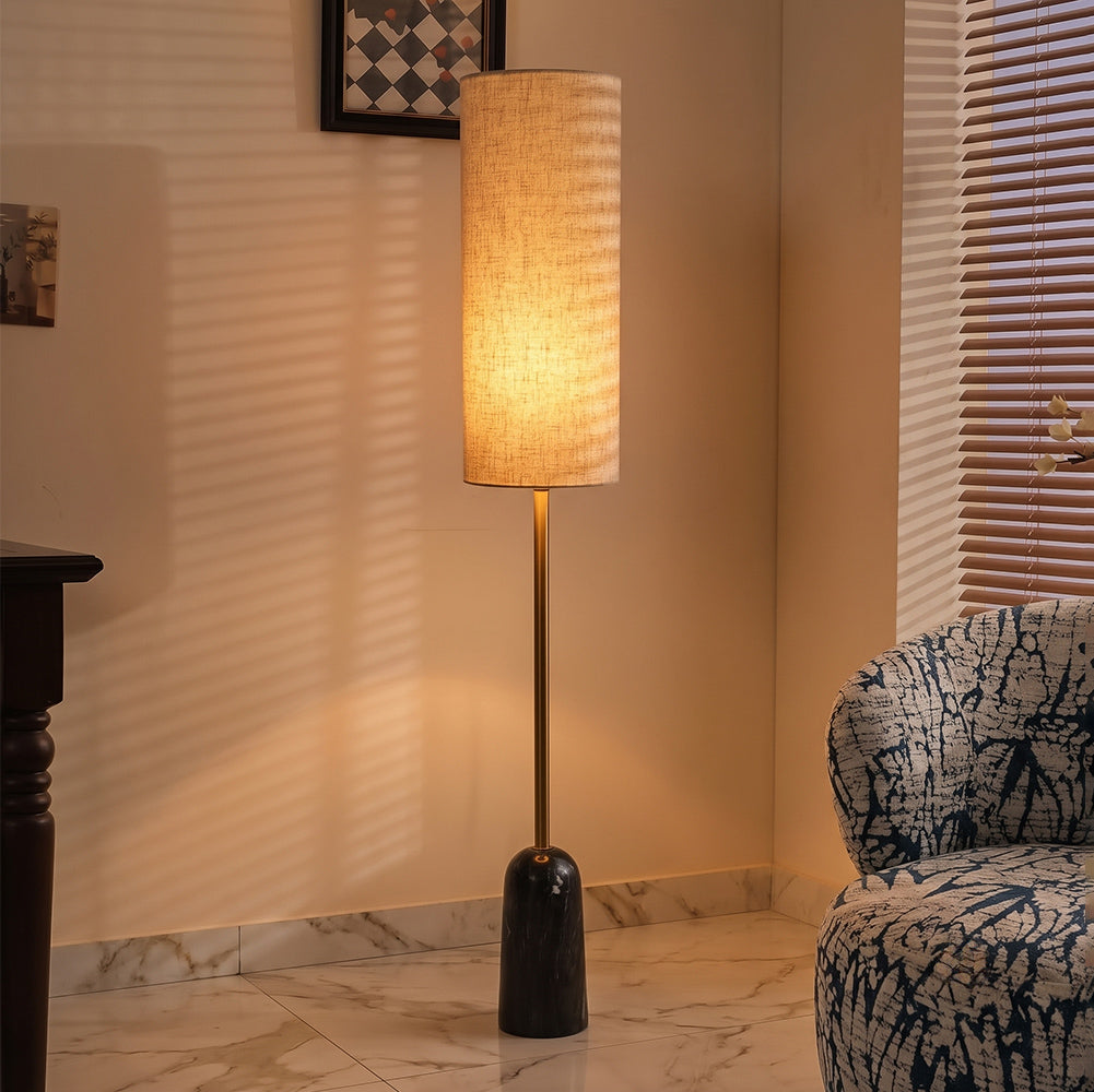 Greer Black Marble Base Floor Lamp