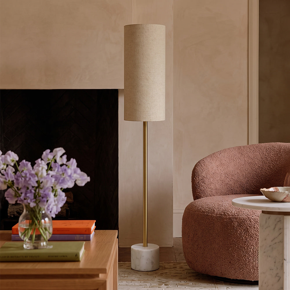 Bronte White Banswara Marble Base Floor Lamp