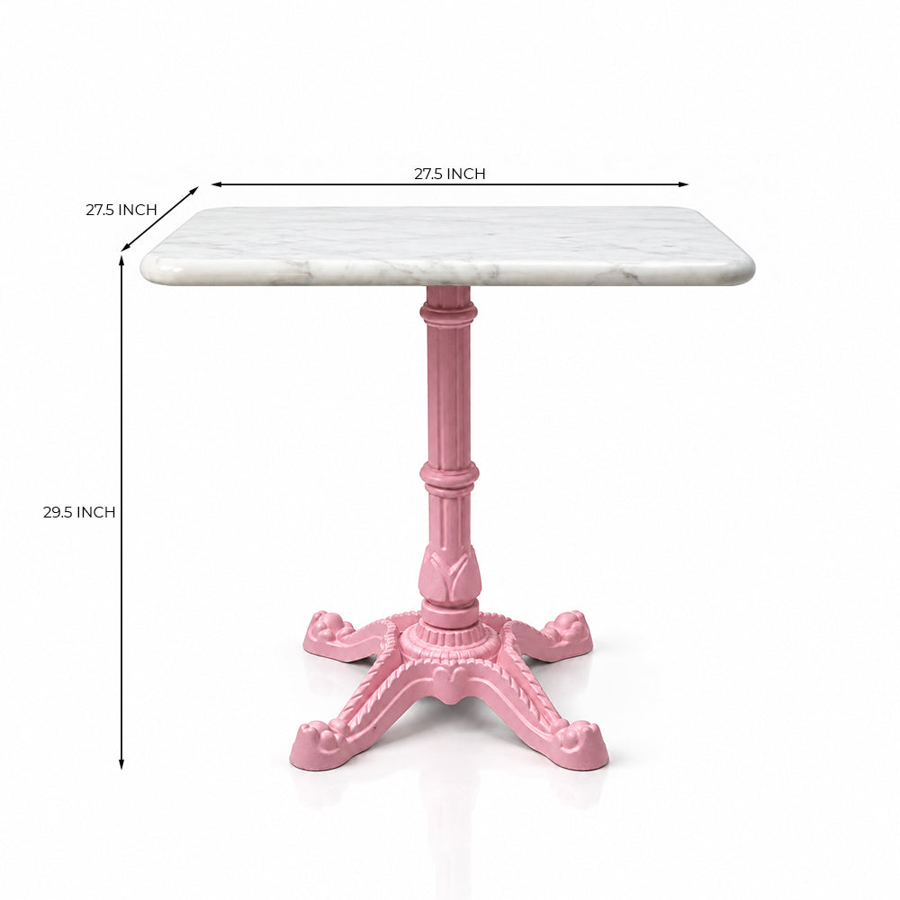 Frost White Banswara Marble Restaurant Table with Metal Legs - Medium