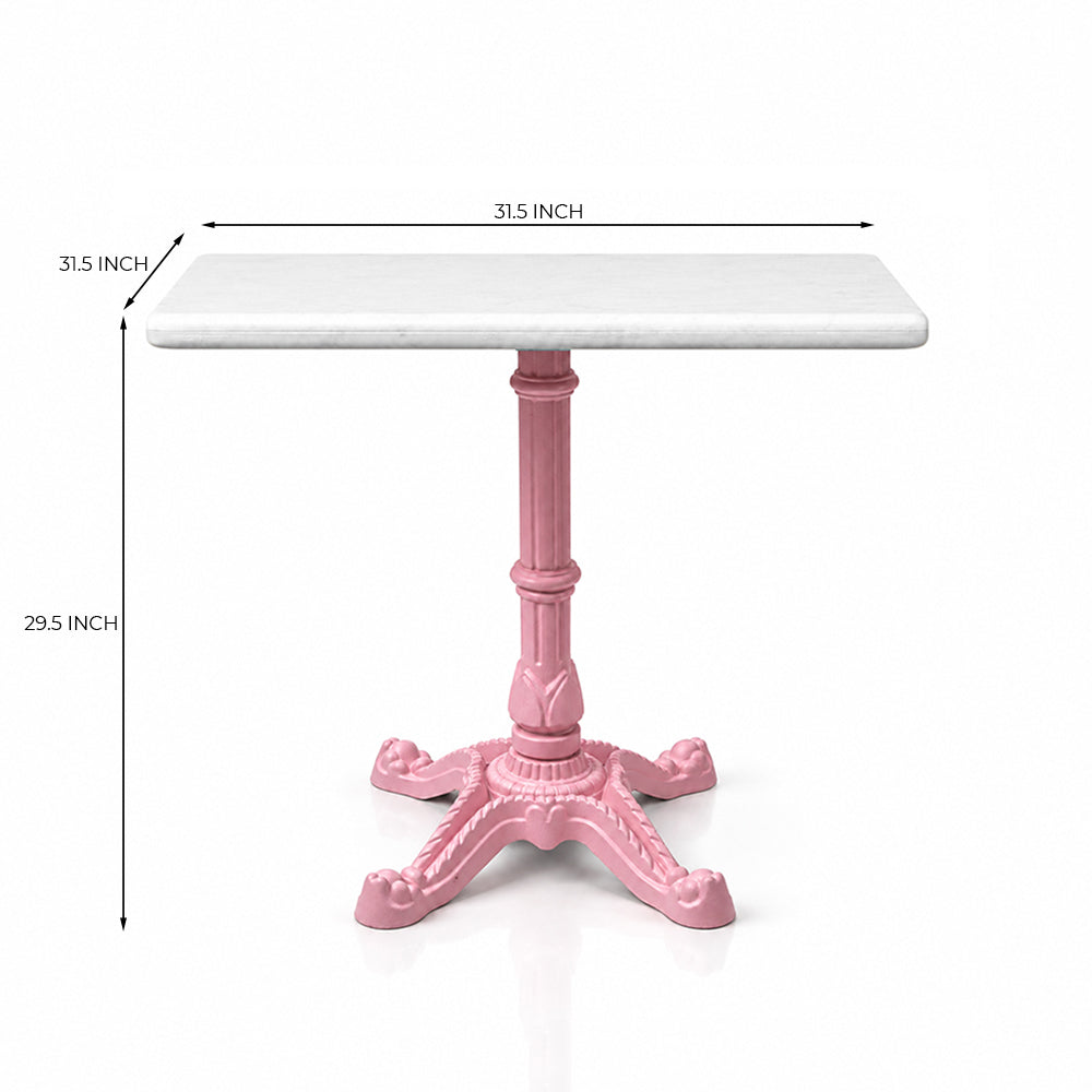 Sterling White Banswara Marble Restaurant Table with Metal Legs - Large