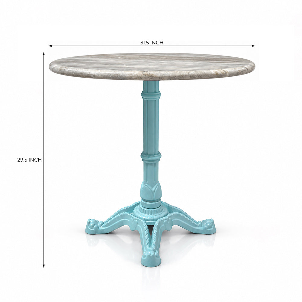 Haven Sawar Marble Restaurant Table with Metal Legs - Large