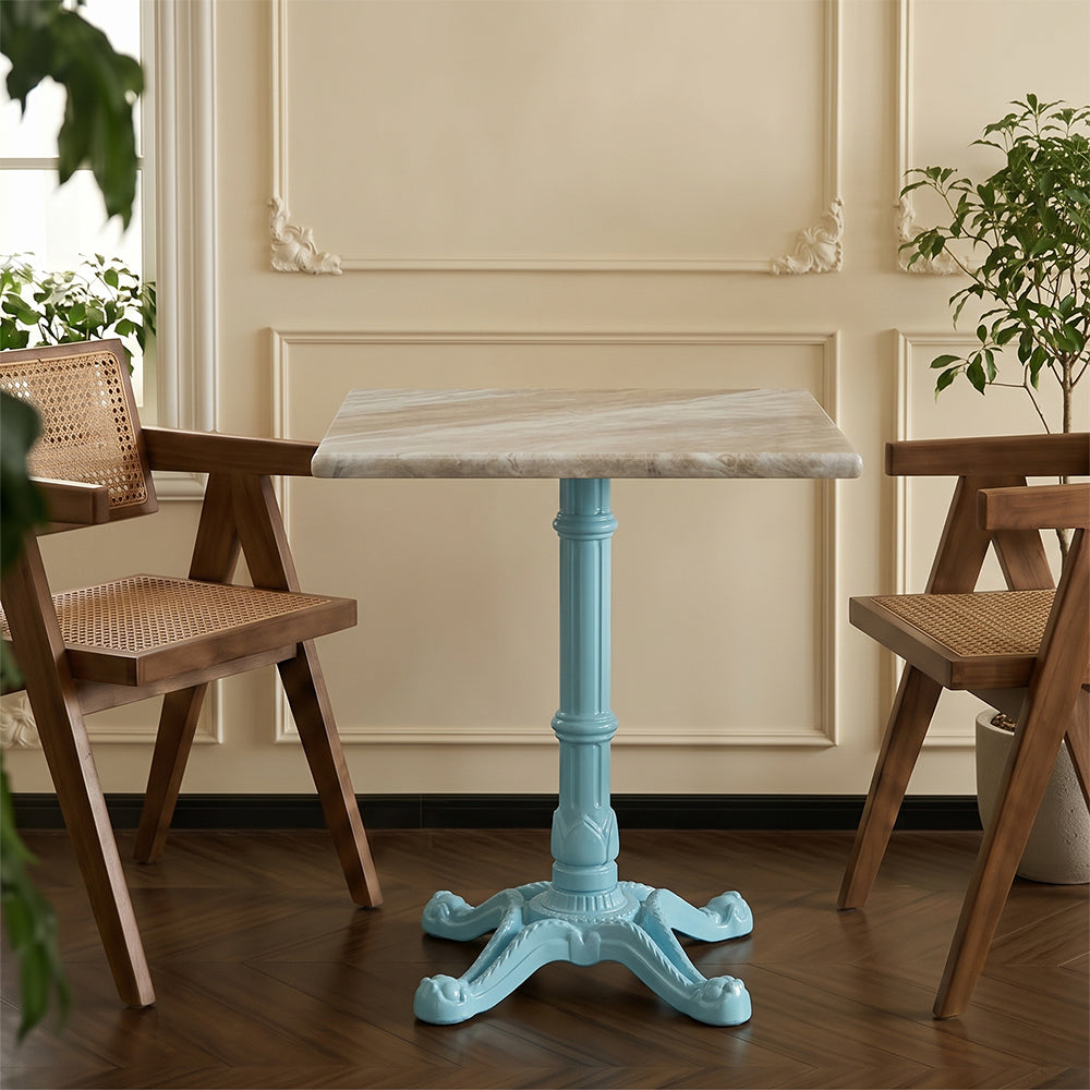 Ashford Sawar Marble Restaurant, Cafe & Bistro Table with Metal Legs - Medium