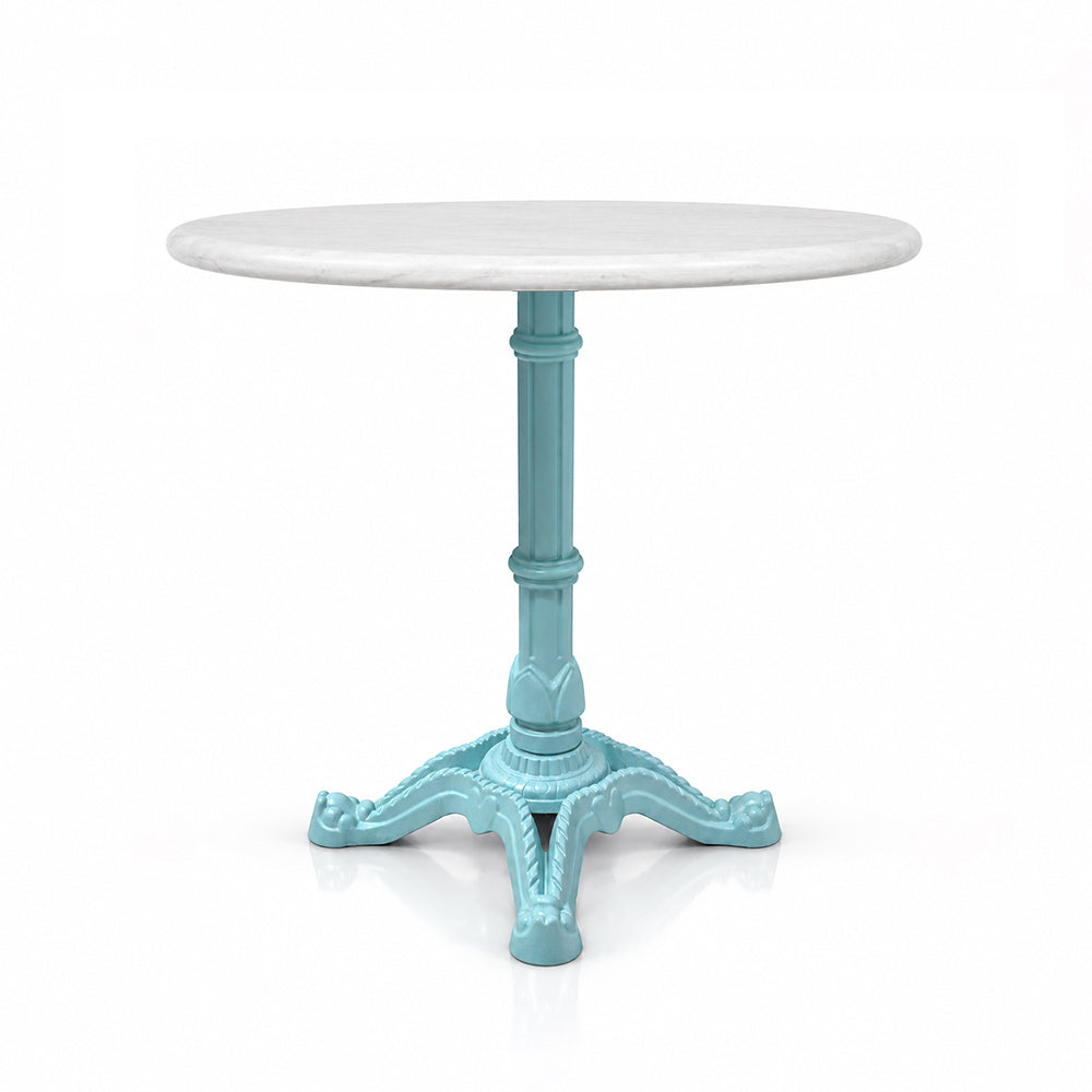 Mercer White Banswara Marble Restaurant Table with Metal Legs - Large