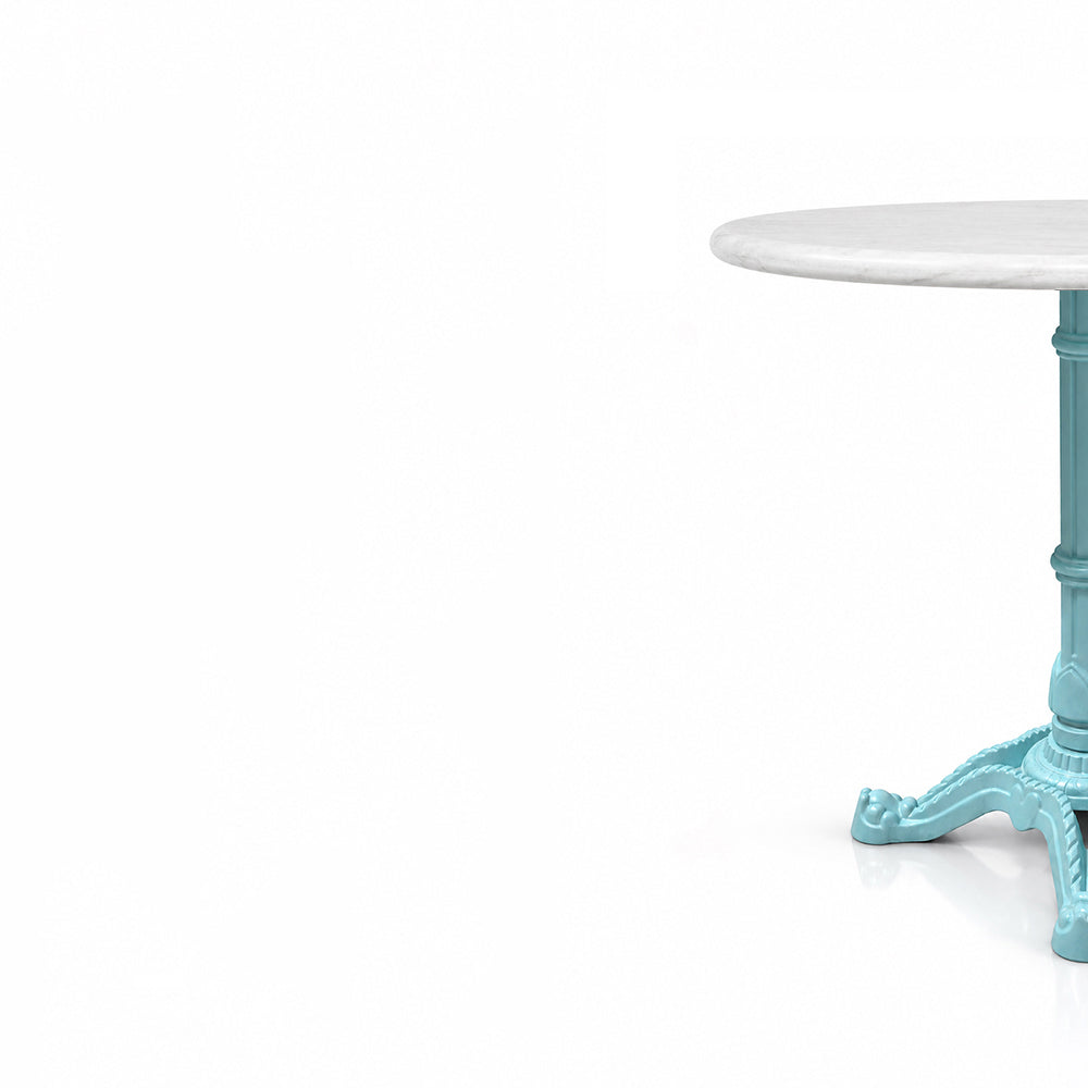 Mercer White Banswara Marble Restaurant Table with Metal Legs - Large